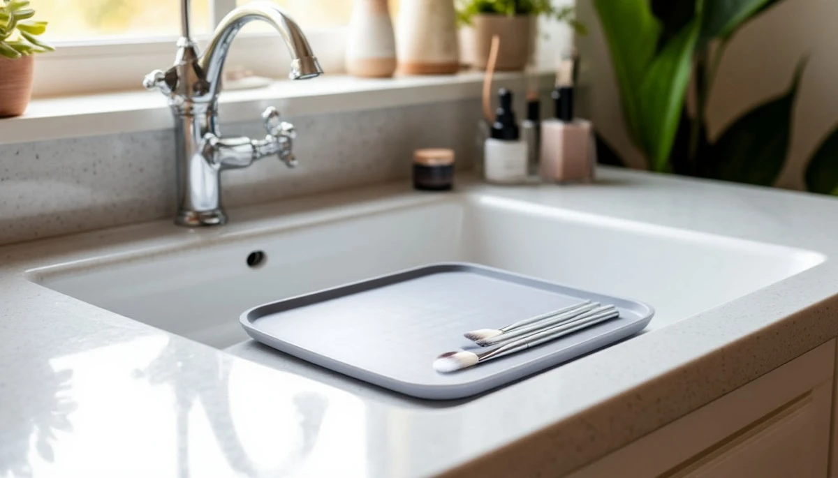 Proč zkušení majitelé malých koupelen pokládají kuchyňské prkénko na umyvadlo