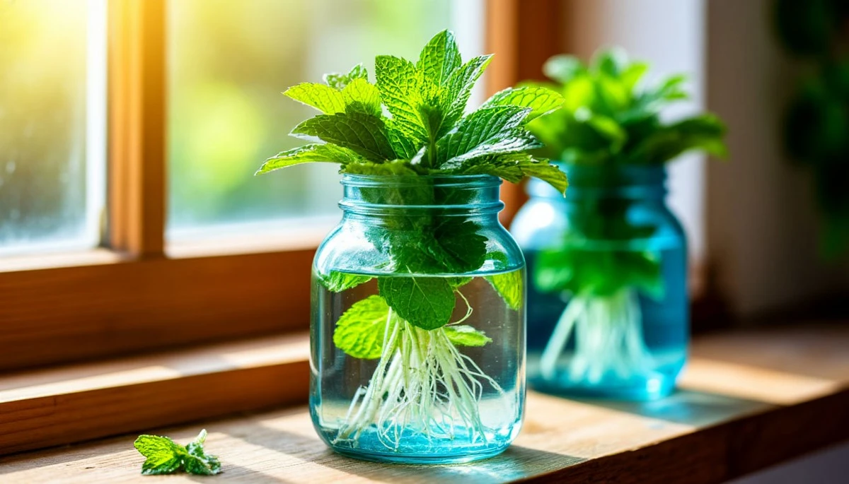 Tahle modrá sklenice s vodou: Trik pro nekonečnou zásobu máty za 5 dní