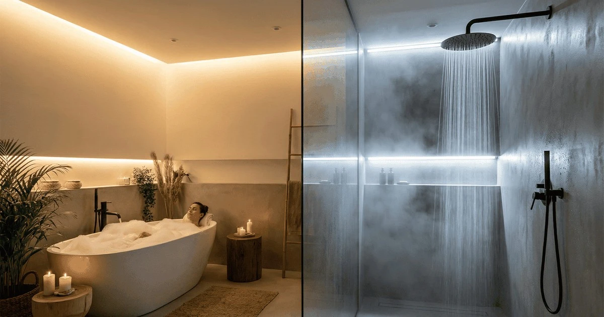 Proč zkušení instalatéři raději volí stropní sprchu místo hluboké vany