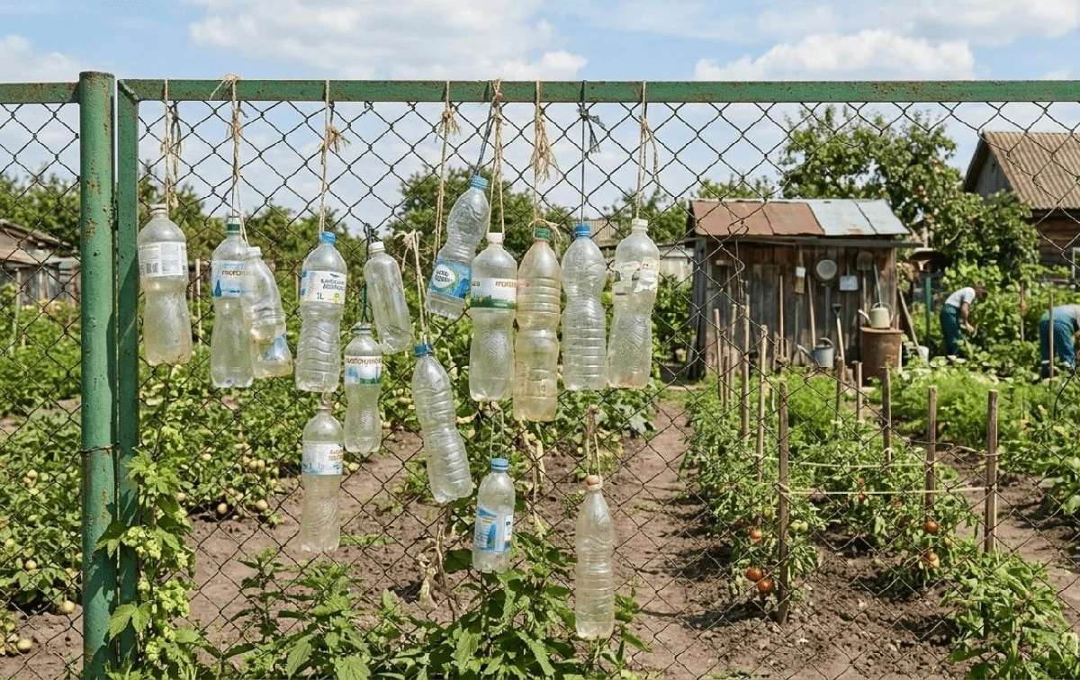 Proč zkušení čeští zahrádkáři věší prázdné láhve na kovové tyče u plotu